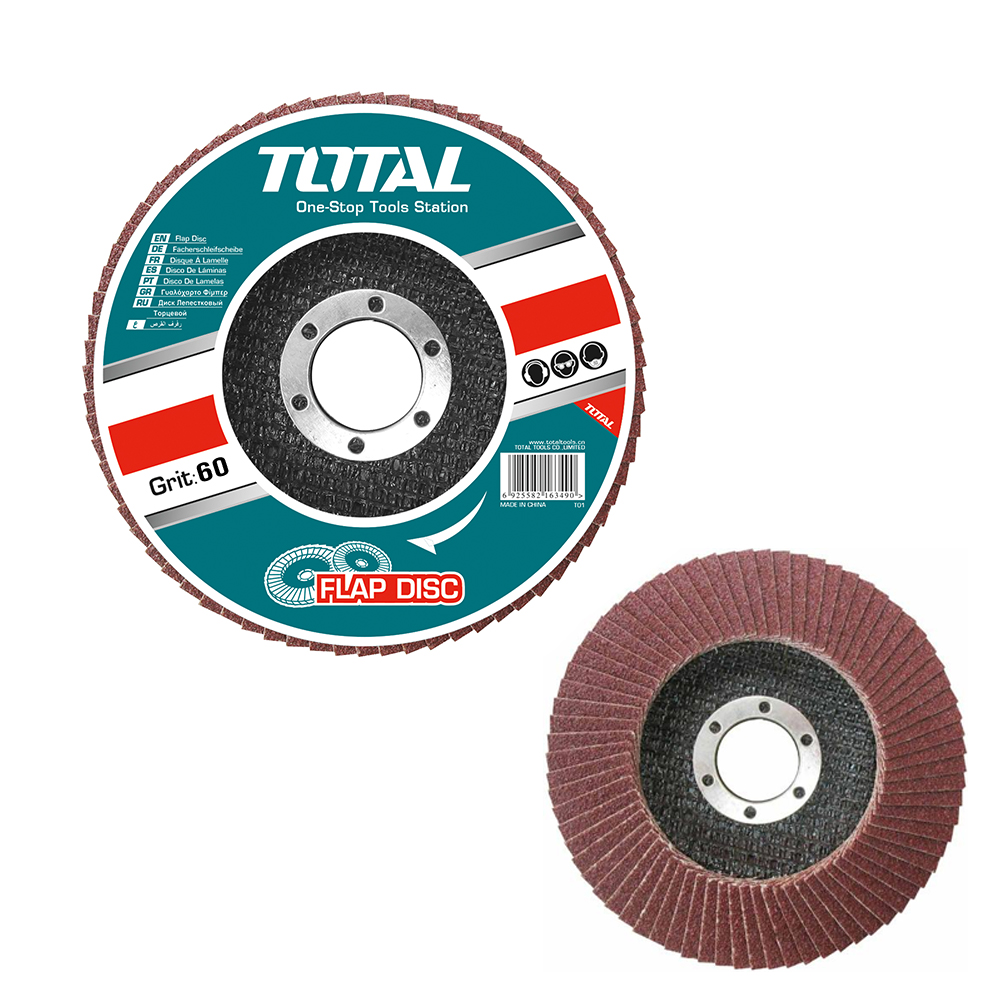 HardwareStore-TotalTools-PowerToolsAccessories-FlapDisc-G60-4.5-TAC631152.jpg Total Flap disc Size: 115mm*22.2mm,P60 - Image 1